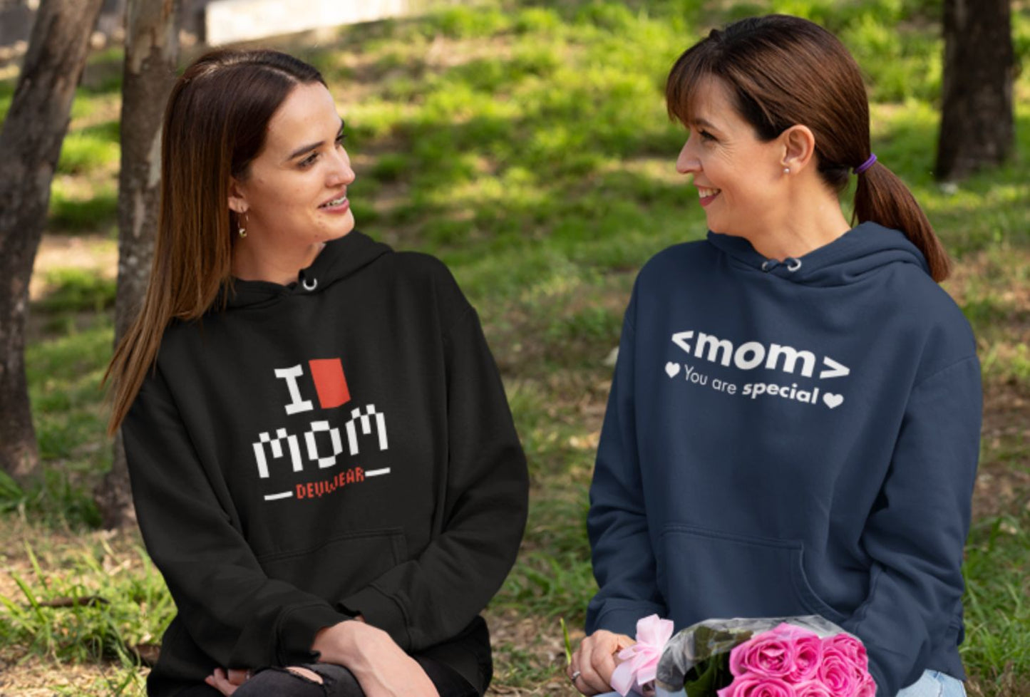 Hoodie I LOVE MOM PIXEL