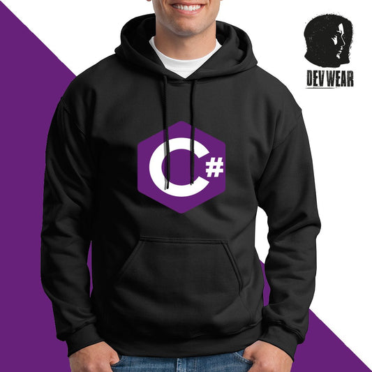 HOODIE BUZO SACO CANGURO DEVELOPER CSHARP BLANCO