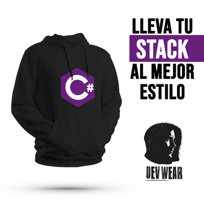 HOODIE BUZO SACO CANGURO DEVELOPER CSHARP BLANCO